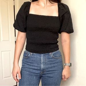 Abercrombie Puff Sleeve Shirred Blouse